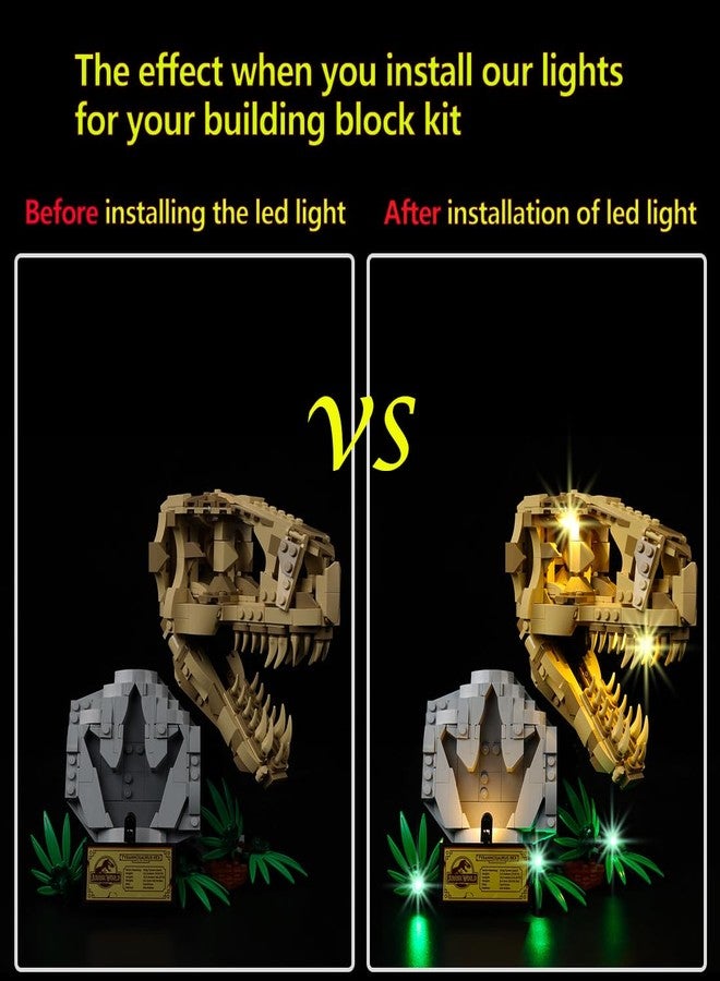 Kyglaring طقم إضاءة LED من Kyglaring متوافق مع مكعبات بناء ليغو ديناصور فوسيل: جمجمة تي ريكس 76964، ملحقات إضاءة مطورة لمجموعة نموذج 76964، (الإضاءة فقط، النموذج غير متضمن)، الإصدار الكلاسيكي - Image 2